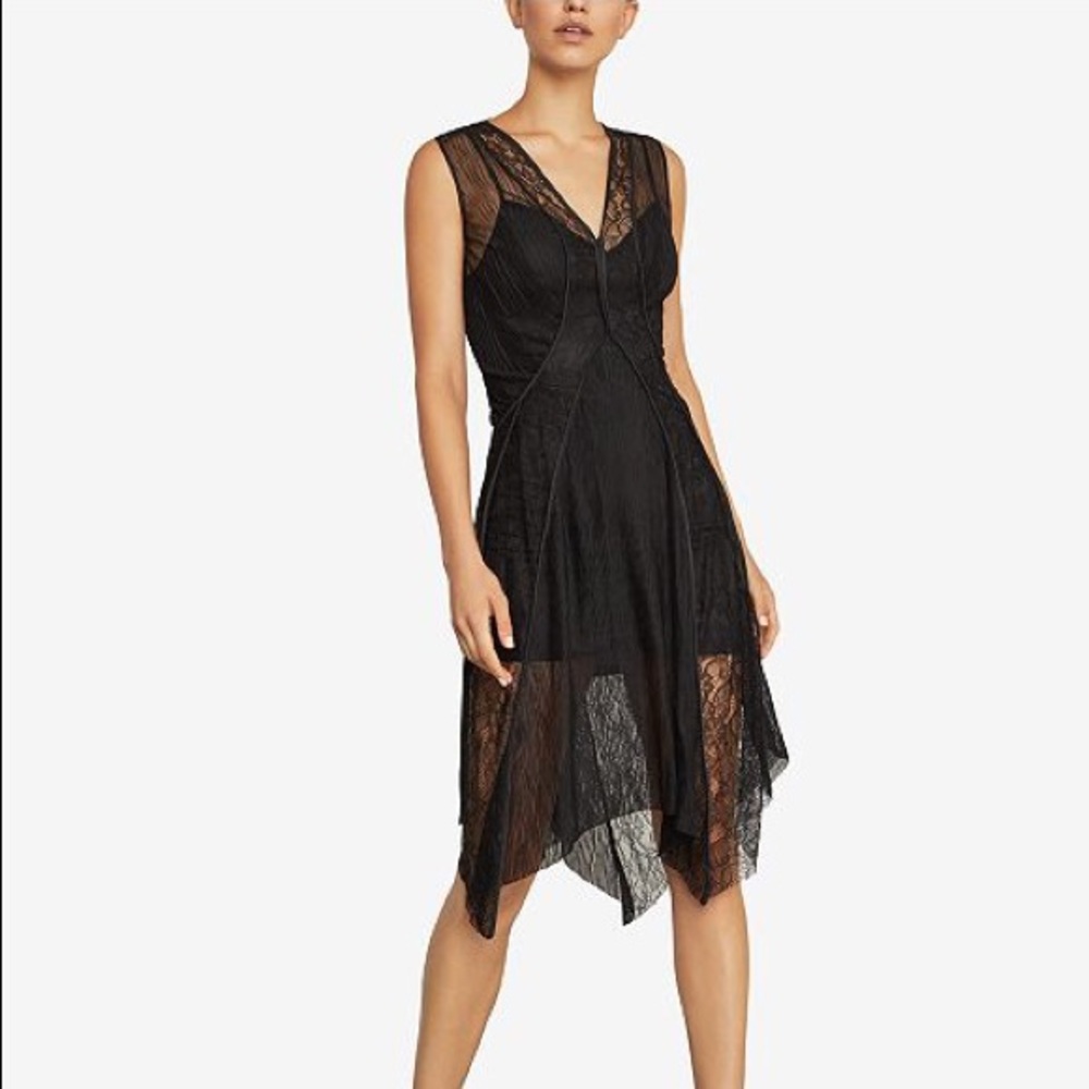 Asymmetrical Lace-Trimmed Dress